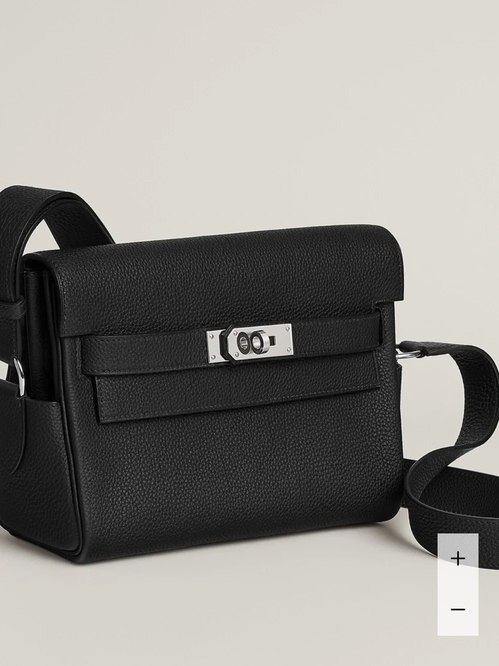 Hermes Noir Kelly Messenger Bag Togo calfskin
